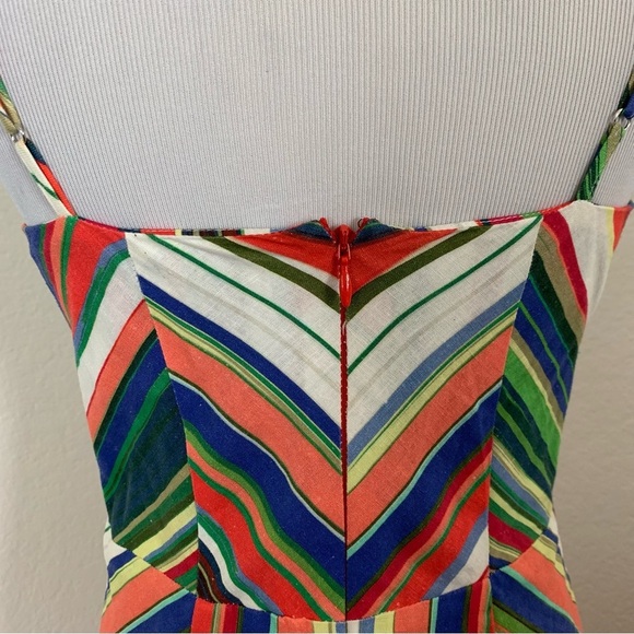Parker Womens Striped Rainbow Rosemary Dress LinenBlend Womens 4 Sundress - Picture 9 of 17
